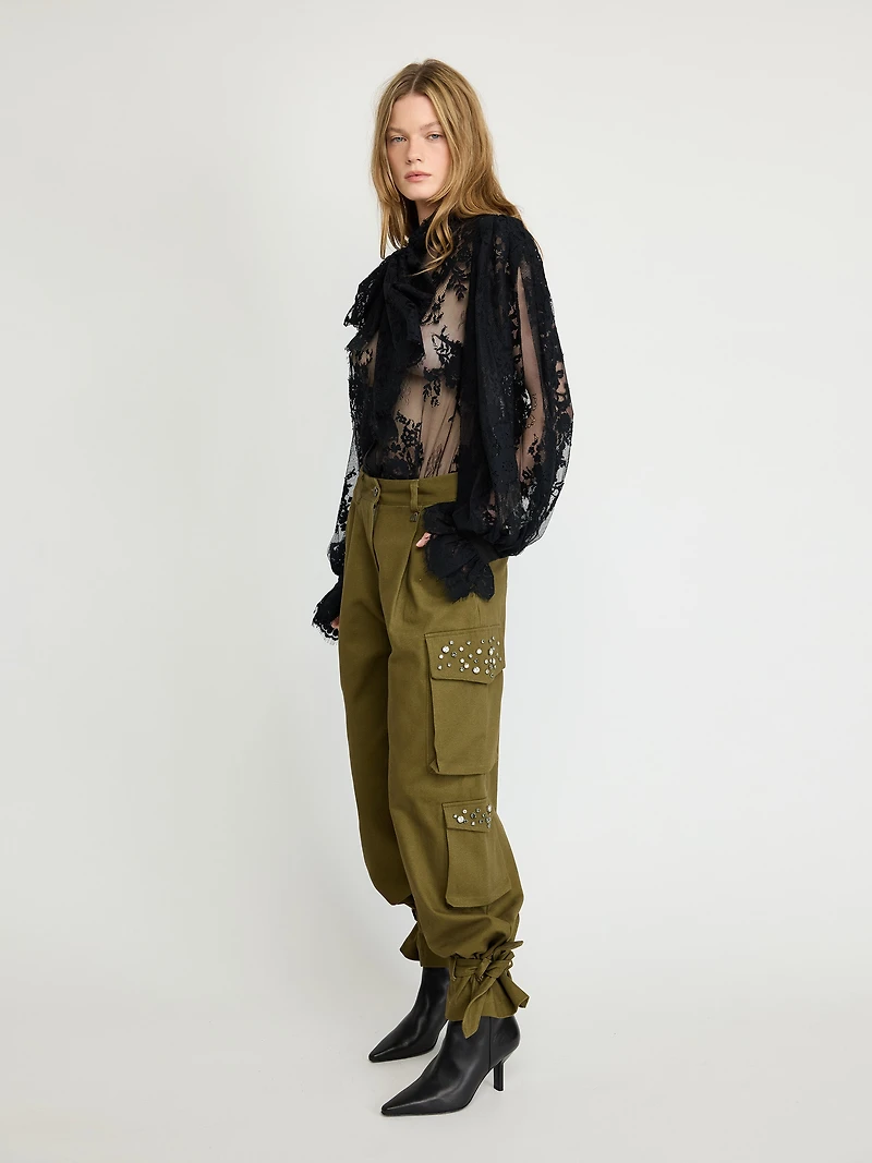 Embellished Cargo Pants