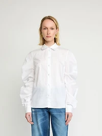 Chemise blanche à manches bouffantes en coton