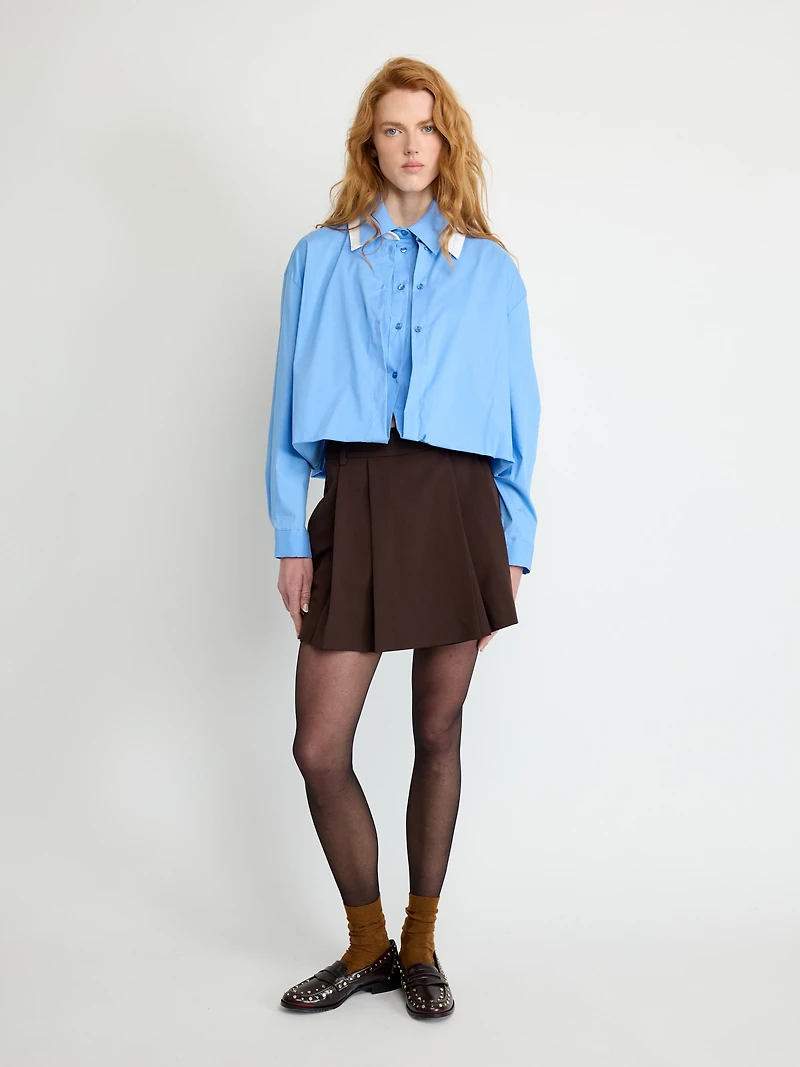 Chemise courte à col contrasté