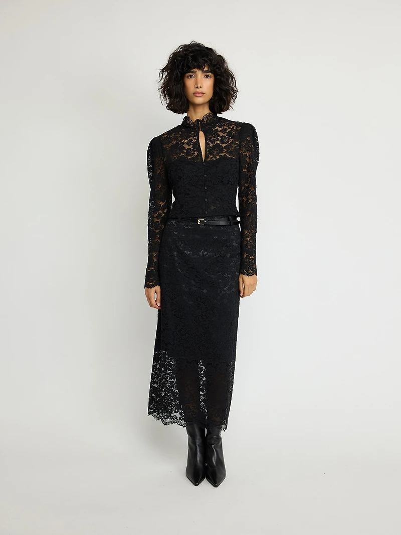Lace Midi Pencil Skirt