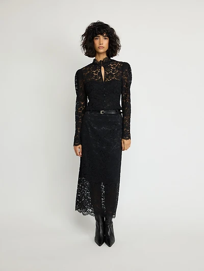 Lace Midi Pencil Skirt