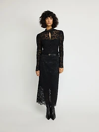 Lace Midi Pencil Skirt