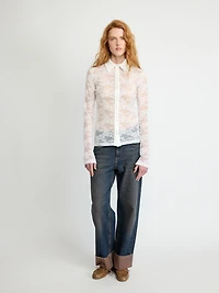 Lace Button-Up Blouse
