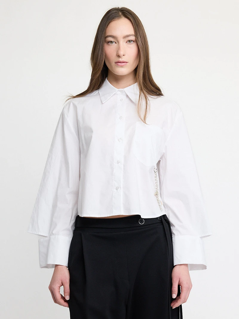 Cropped Shirt Chain Detail