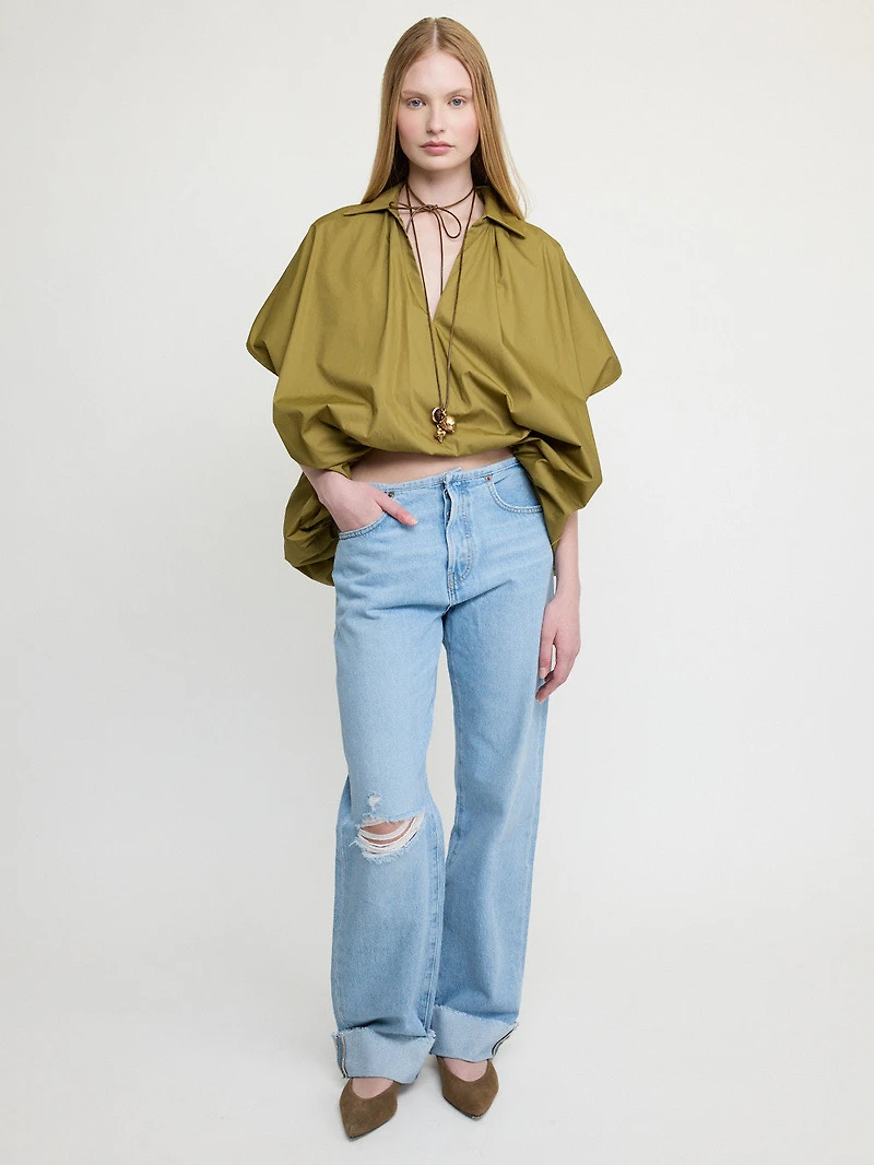 Oversized Balloon Sleeve Blouse