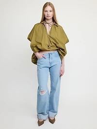 Oversized Balloon Sleeve Blouse