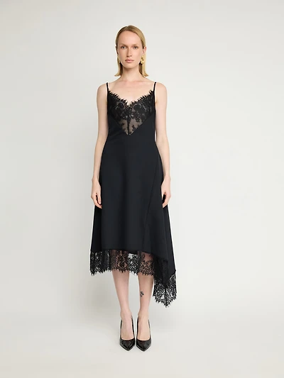 Lace-Trim Asymmetrical Slip Dress