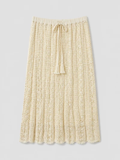 Jupe midi au crochet beige