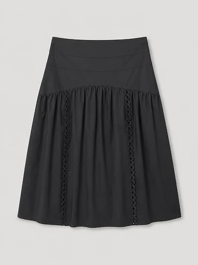 Jupe midi bordée de dentelle