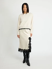 Lace-Trim Knit Sweater