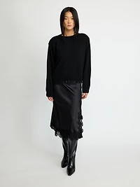 Lace-Trim Midi Skirt