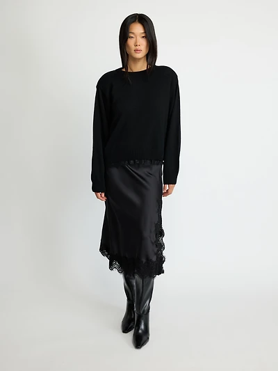 Lace-Trim Knit Sweater