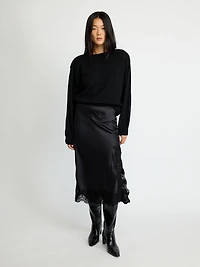 Lace-Trim Midi Skirt