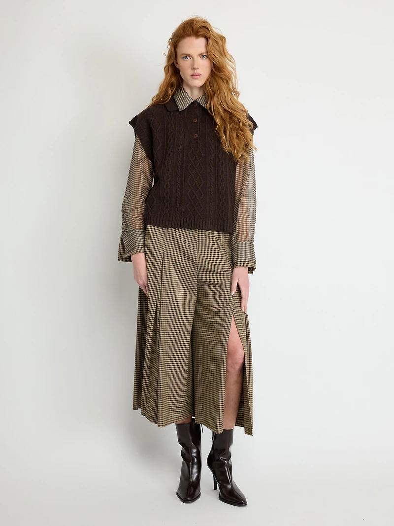 Gilet polo en maille torsadée