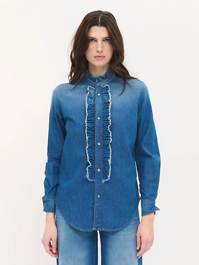Chemise à volants en jean