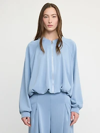 Gathered Hem Zip-Up Jacket