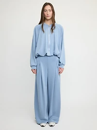 Gathered Hem Zip-Up Jacket