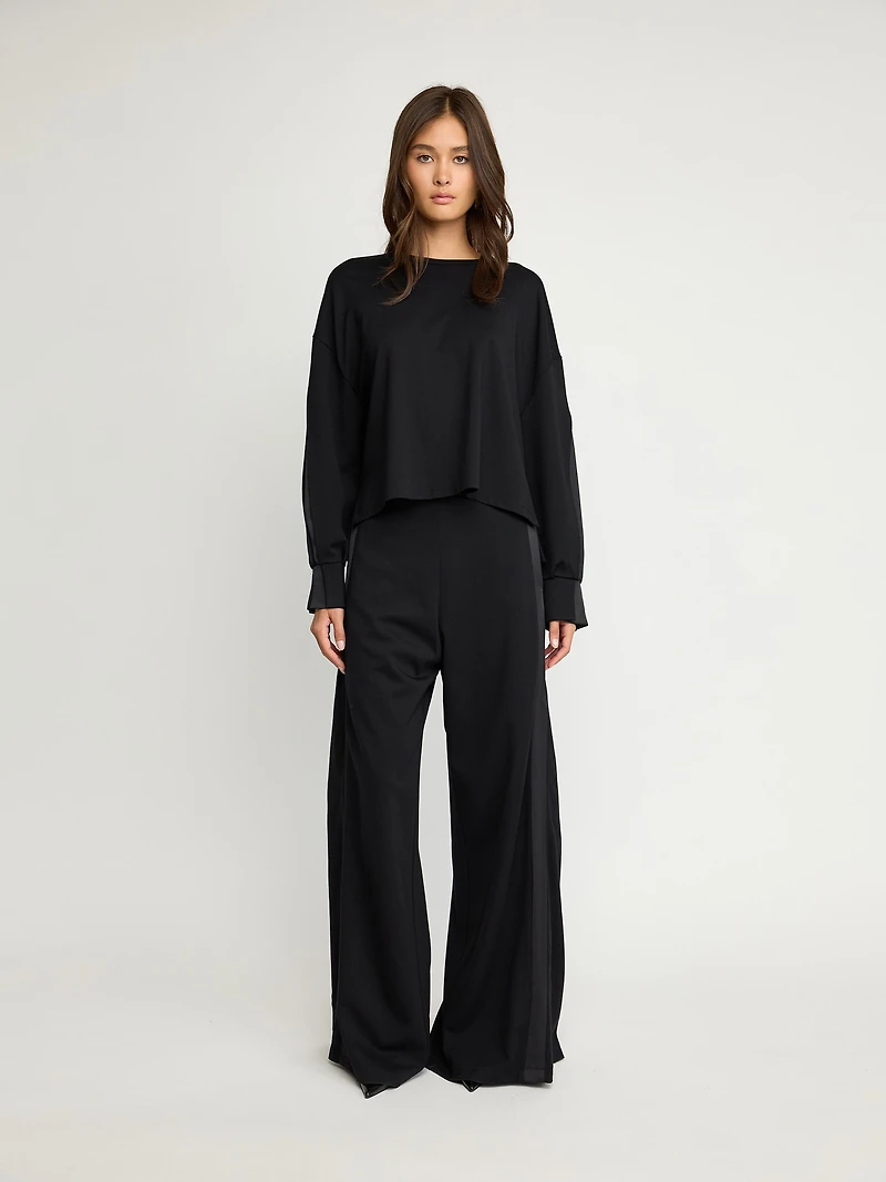 Long-Sleeve Blouse with Satin Detail