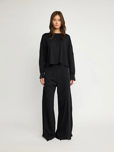Long-Sleeve Blouse with Satin Detail
