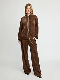 Sweat à capuche zippé en velours