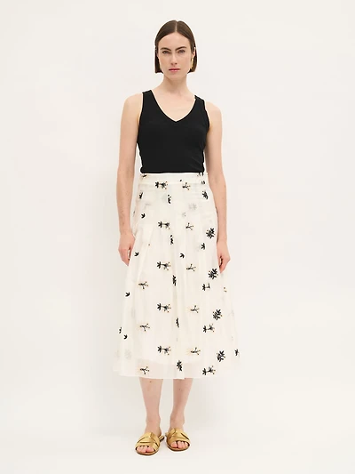 Embroidered Midi Skirt