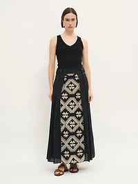 Embroidered Panel Skirt