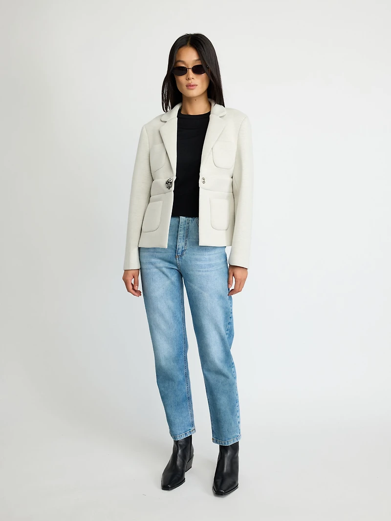 Structured Jacket with Jewel Button