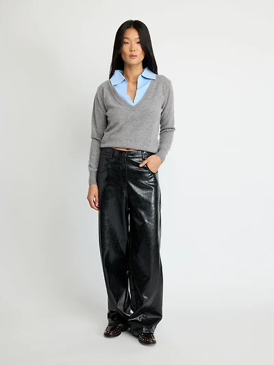 Pull en laine à col superposé