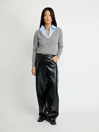 Pull en laine à col superposé