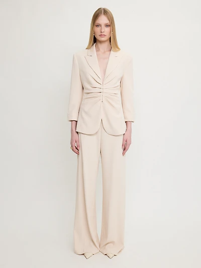 Draped Waist Blazer Cream