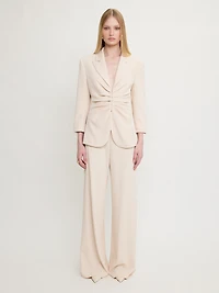 Draped Waist Blazer Cream