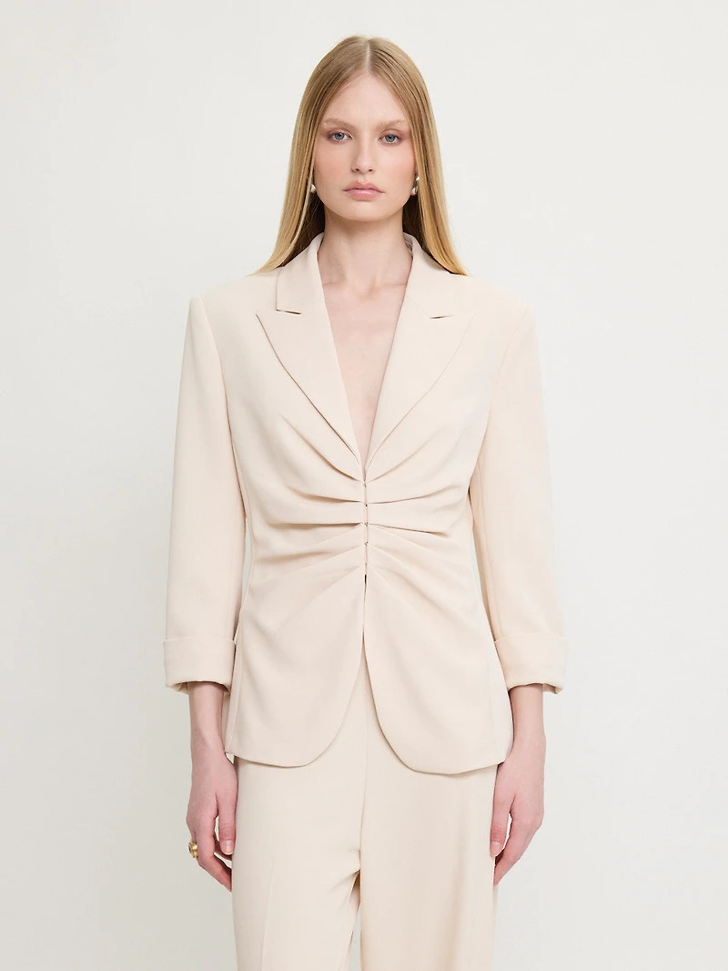 Draped Waist Blazer Cream