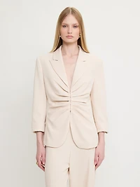 Draped Waist Blazer Cream