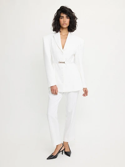Long Belted Blazer Off-White