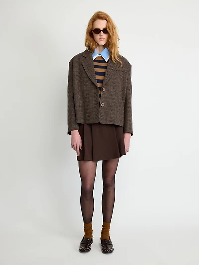 Cropped Checked Blazer