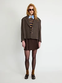 Cropped Checked Blazer