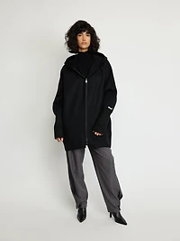 Sweat à capuche zippé en mélange de laine