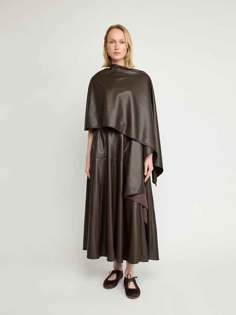 Asymmetrical Faux Leather Cape