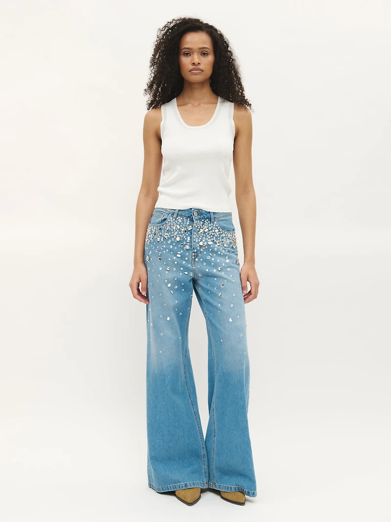 Rhinestone Embellished Jeans