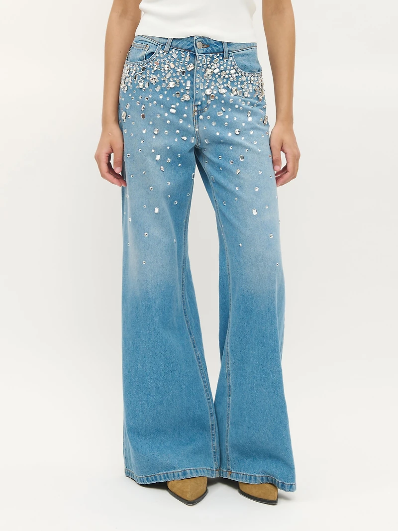 Rhinestone Embellished Jeans