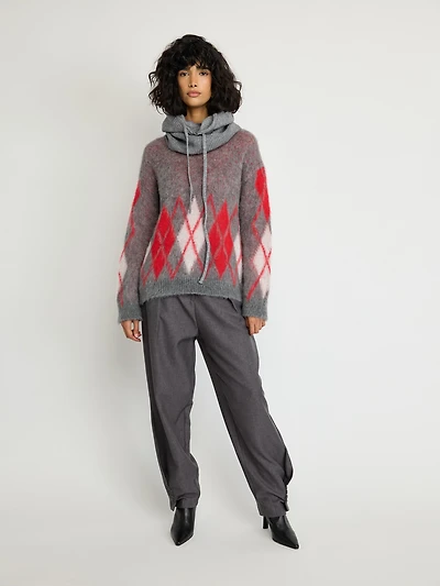 Pull en laine mélangée brossée Argyle