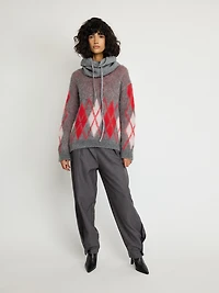 Pull en laine mélangée brossée Argyle