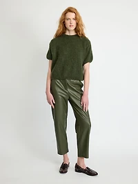 Faux Leather Split-Hem Pants