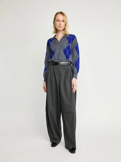 Argyle Knit Polo Sweater