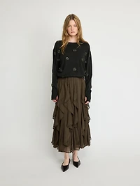 Layered Ruffle Midi Skirt