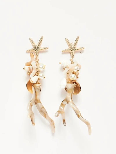 Boucles d'oreilles pendantes coquillage
