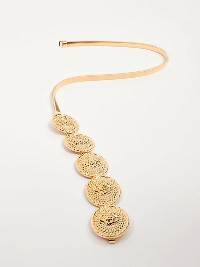 Skinny Waist Belt with Rosette Detail Chain