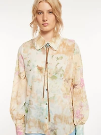 Semi-Sheer Floral Print Shirt