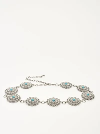 Ceinture à chaîne ornée de rosaces