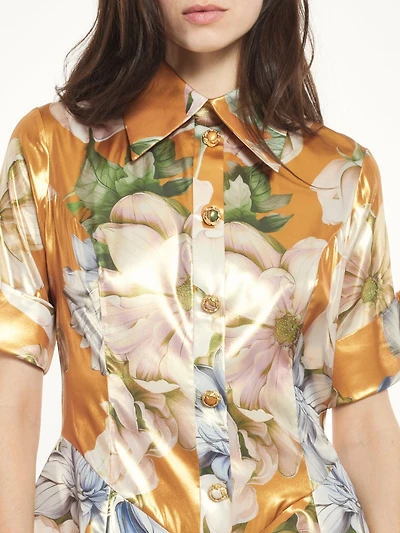 Mini robe fleurie métallisée